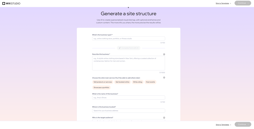 Wix Studio AI capabilities example