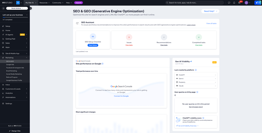 Wix Studio SEO and GEO features
