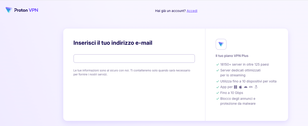 Crea un account o accedi con le tue credenziali