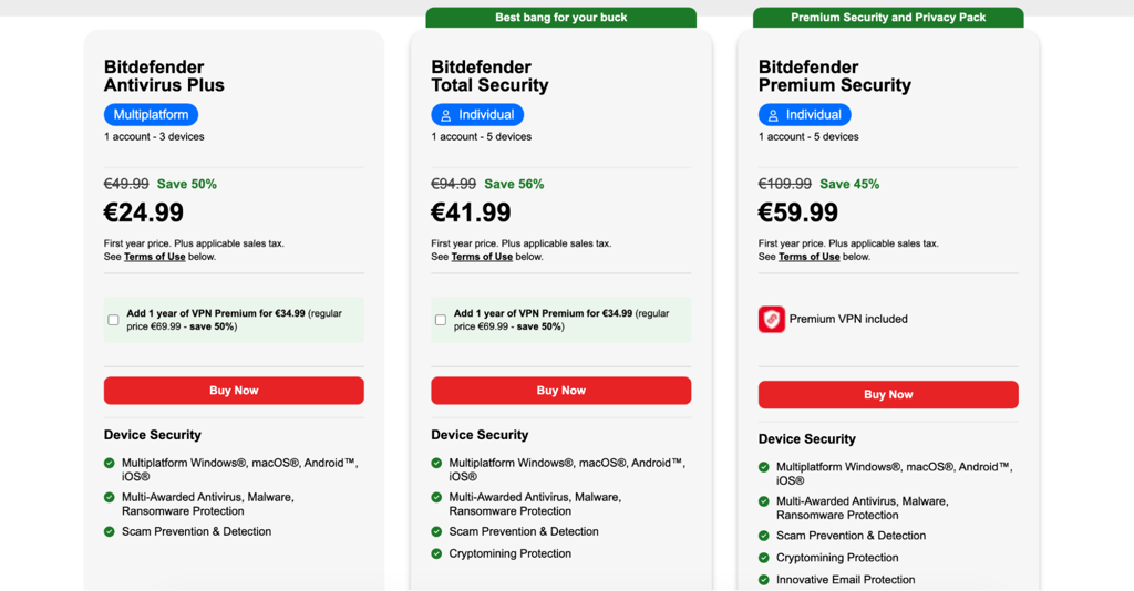 bitdefender pricing page