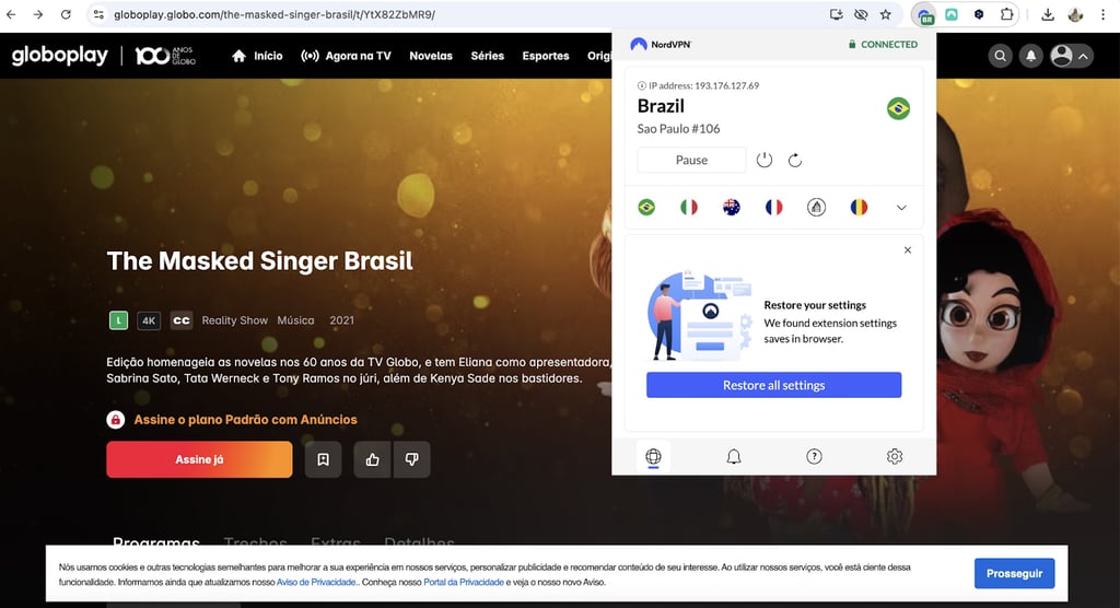 brazilian tv available with nordvpn