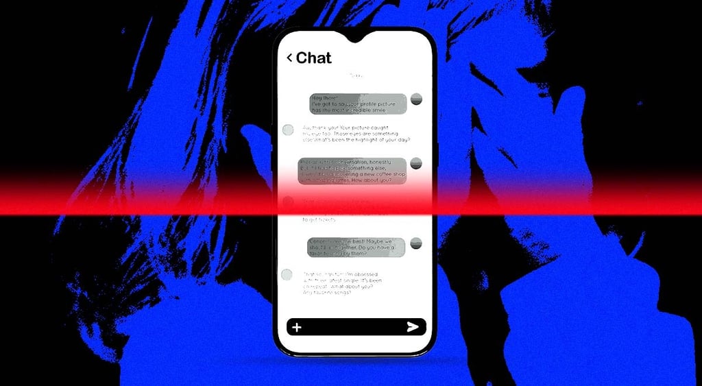 A smartphone with private messages, a child's face behind it