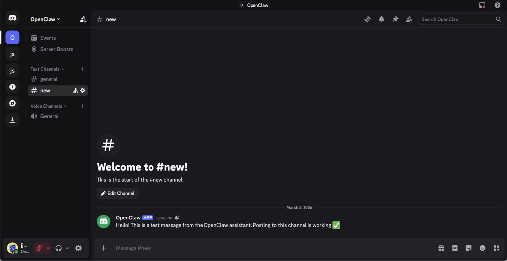 OpenClaw working on Discord