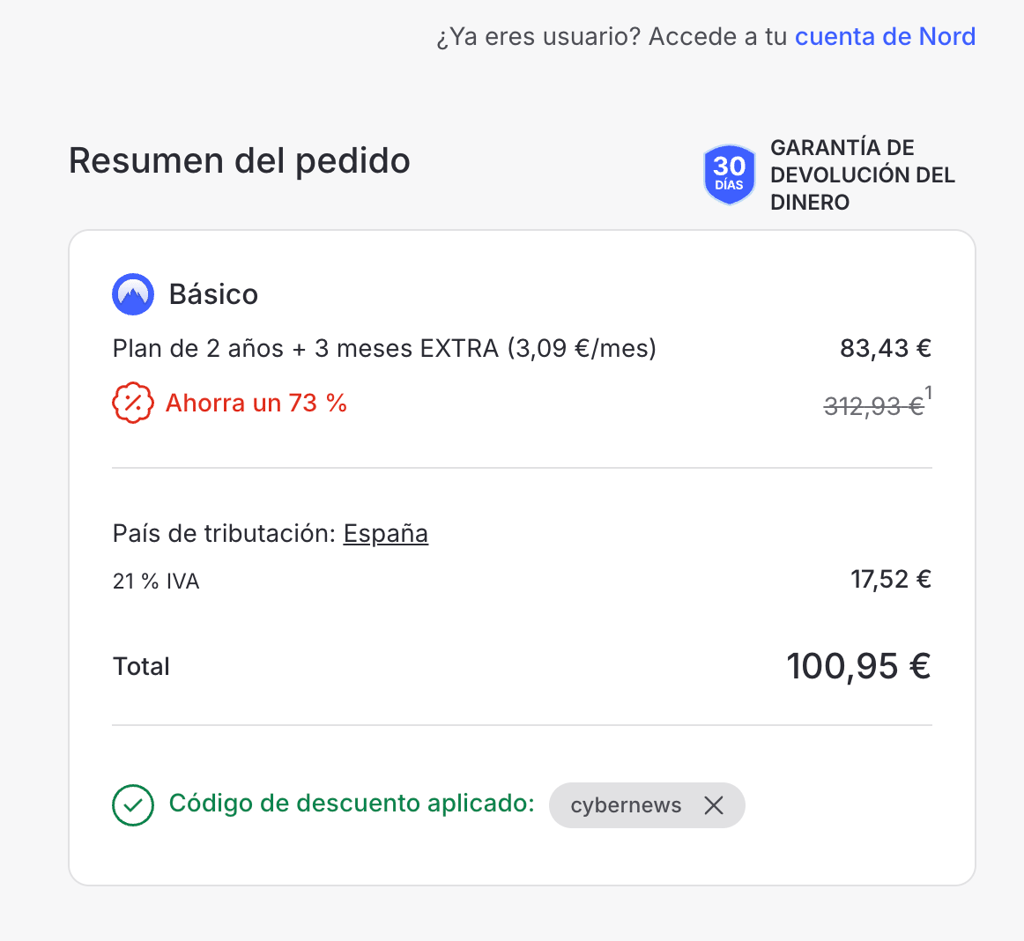 es nordvpn applied discount