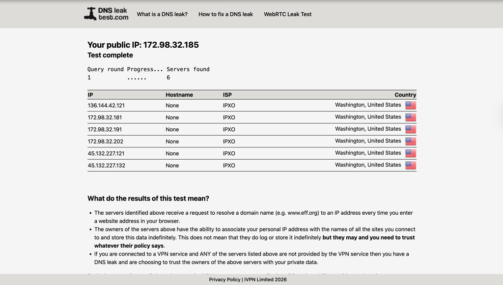 expressvpn dns leak test march 2026