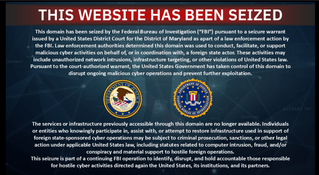 FBI Handala seizure banner