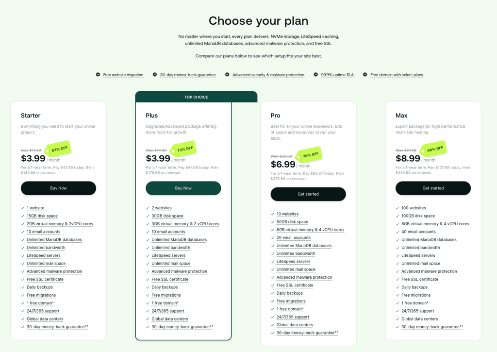hosting.com plans