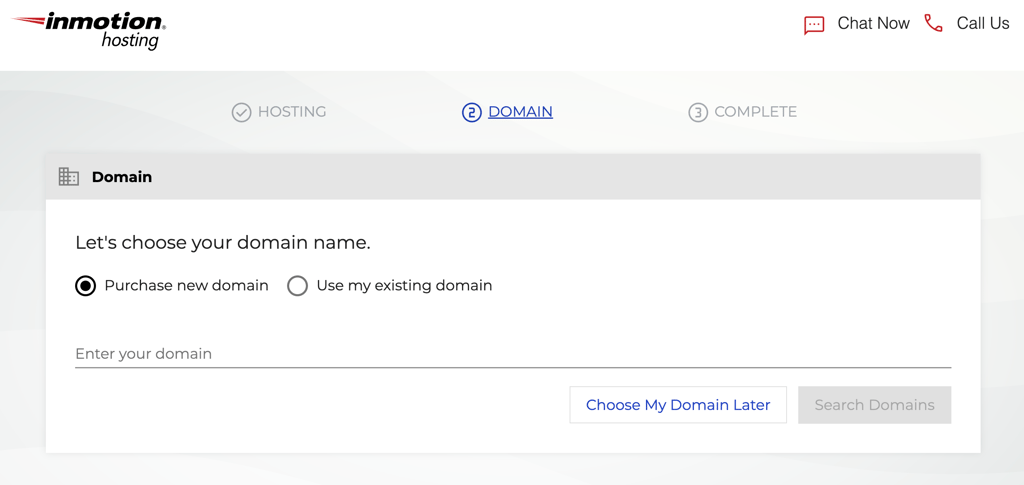 inmotion choose domain