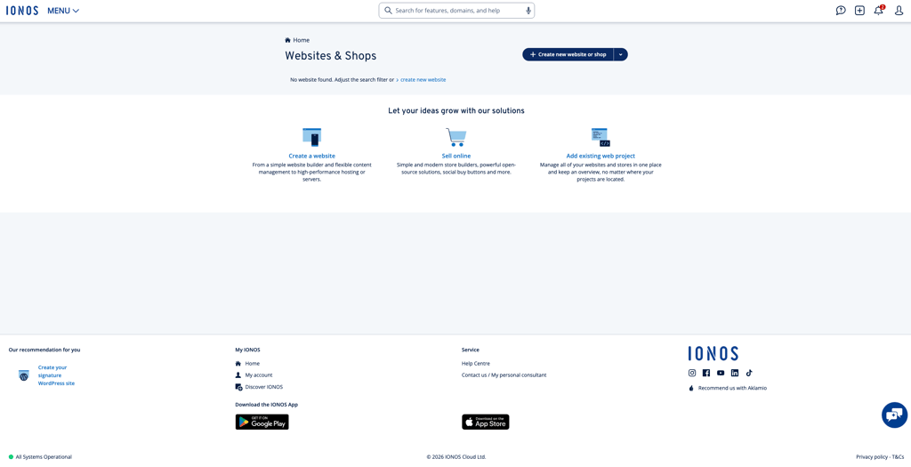 ionos website creation 1
