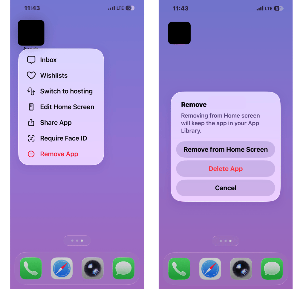 Removing apps on iOS
