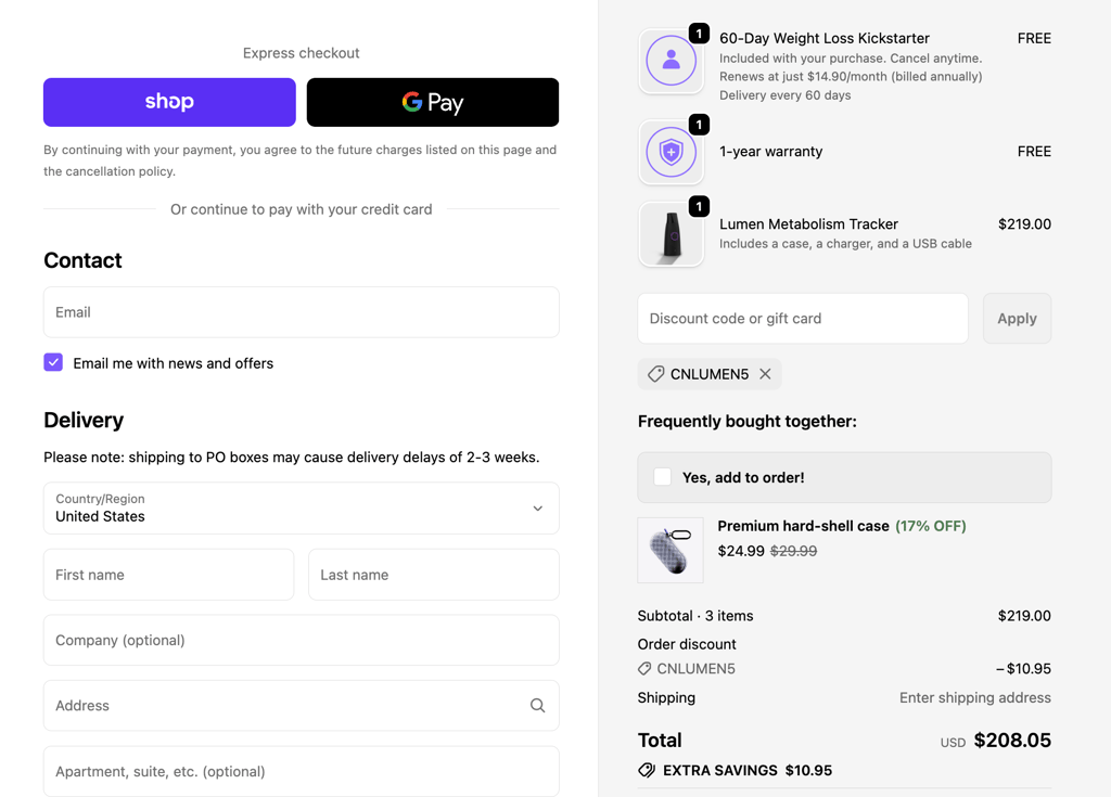 lumen enter discount code