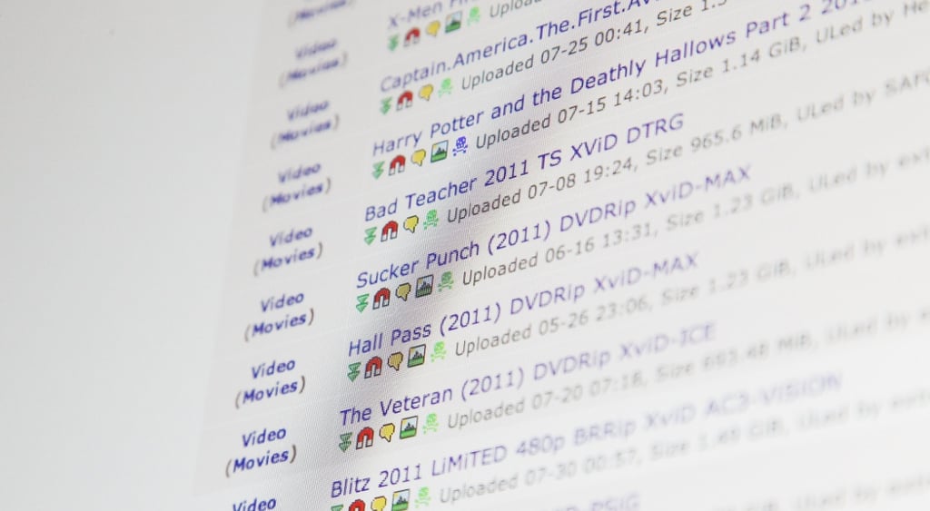 Torrent website with files for download of famous movies like harry potter