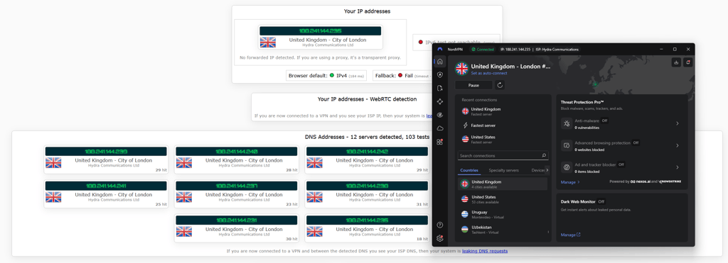 nordvpn leaktest