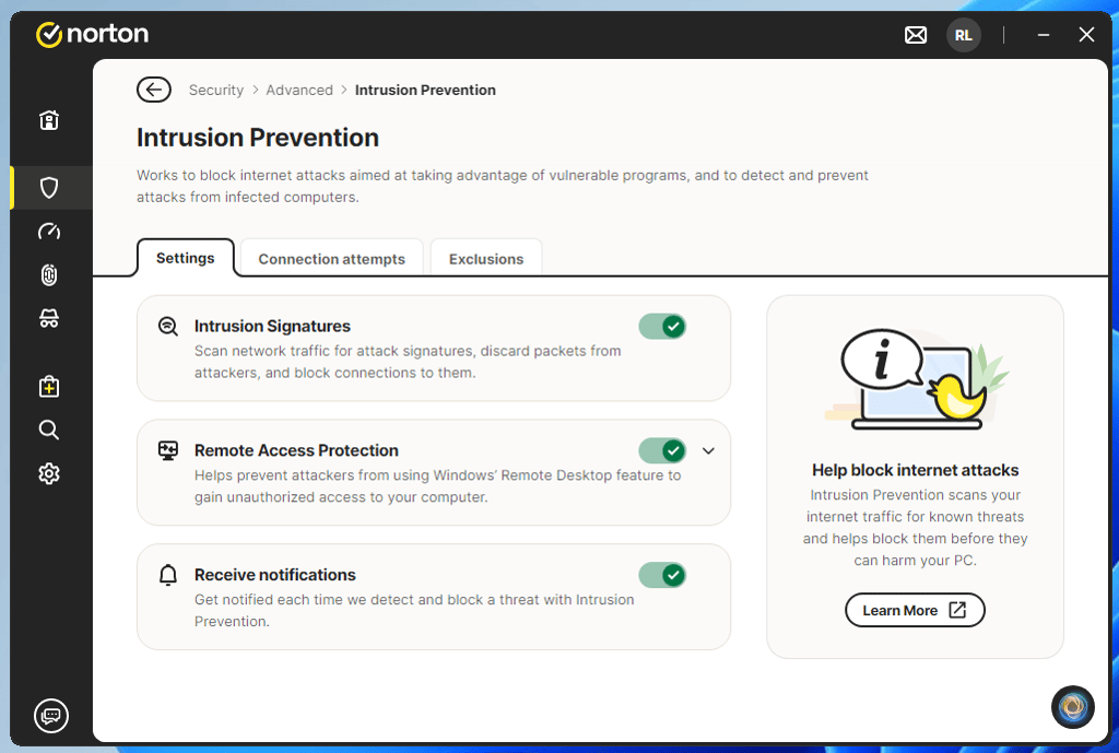norton intrusion prevention windows