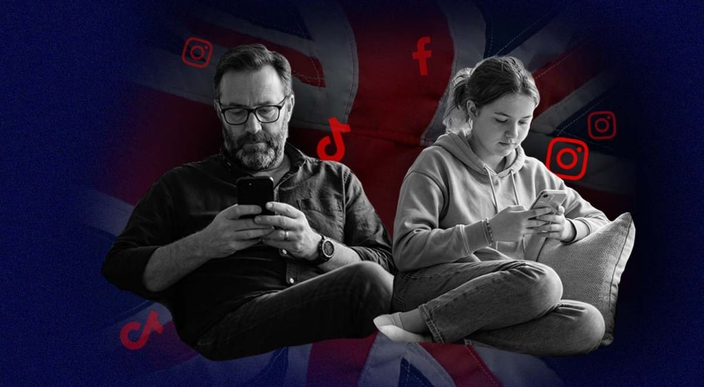 Parent and kid on social media ban in the UK