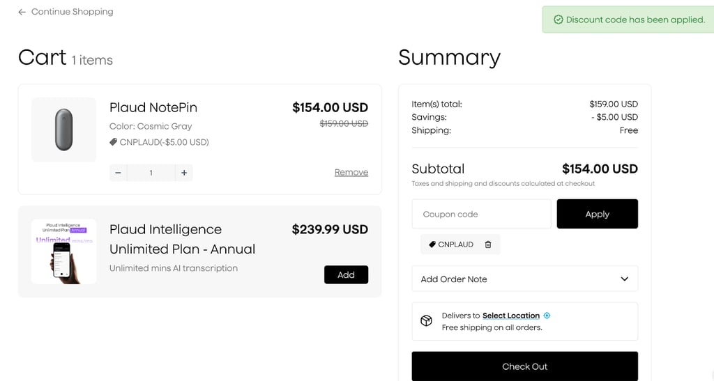 plaud coupon applied