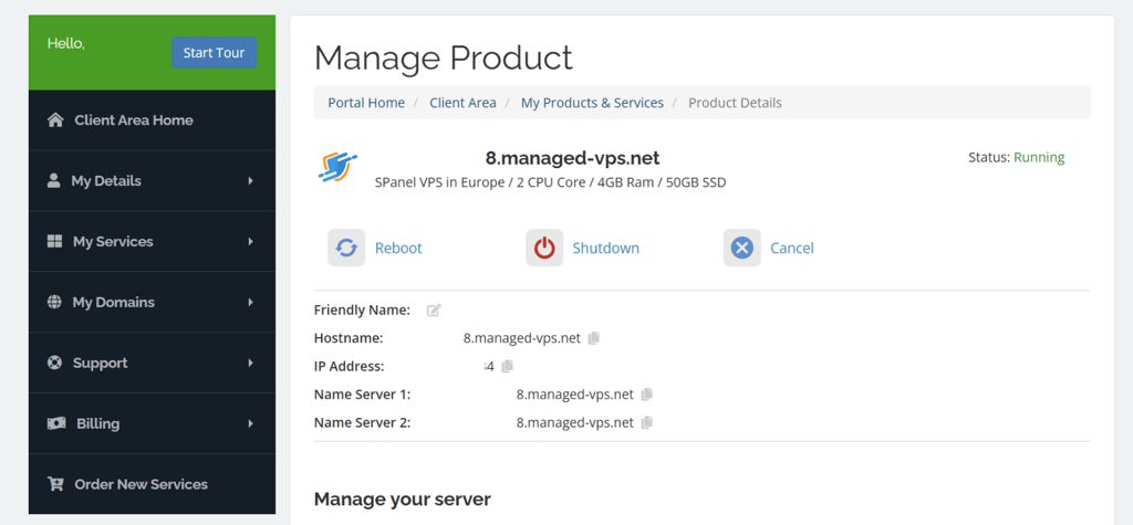 scalahosting vps dashboard