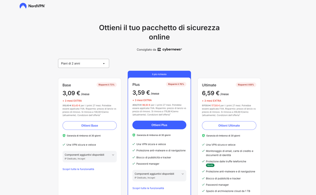 Seleziona il piano