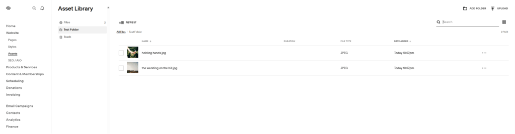 squarespaces asset library