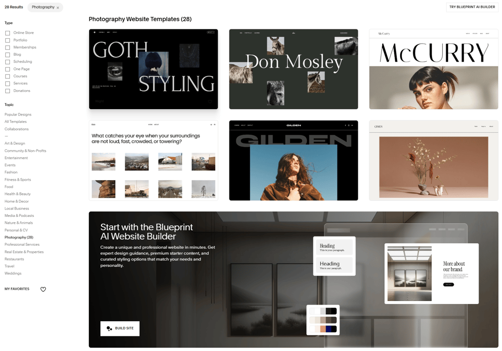 squarespaces templates collection