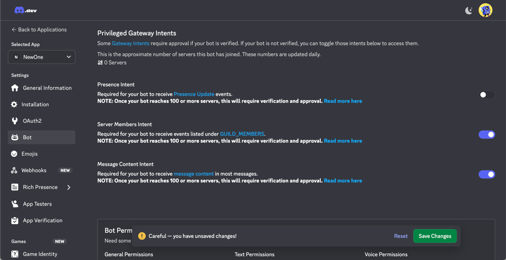 Discord bot permissions