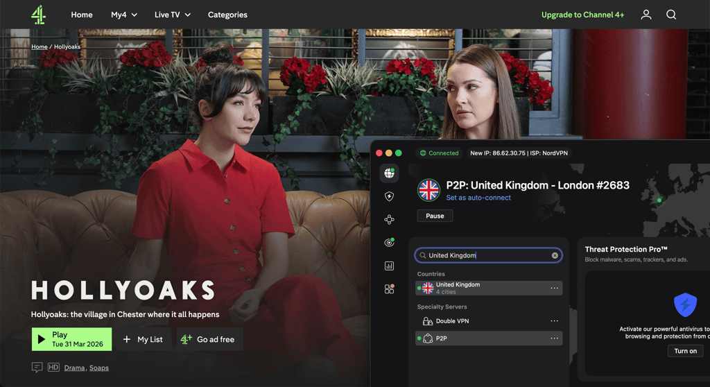 streaming hollyoaks with nordvpn new