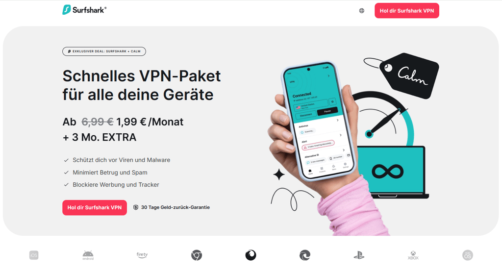 surfshark offer page de