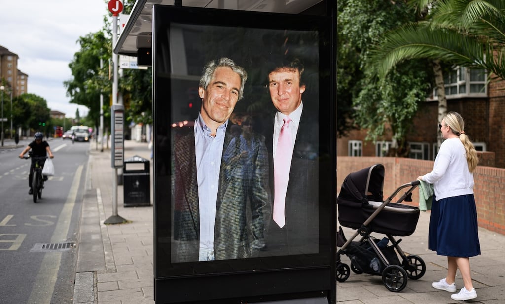 trump epstein bus stop uk