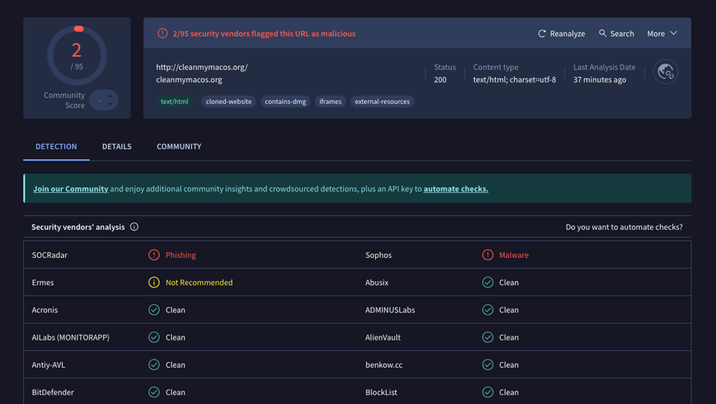 virustotal fake site