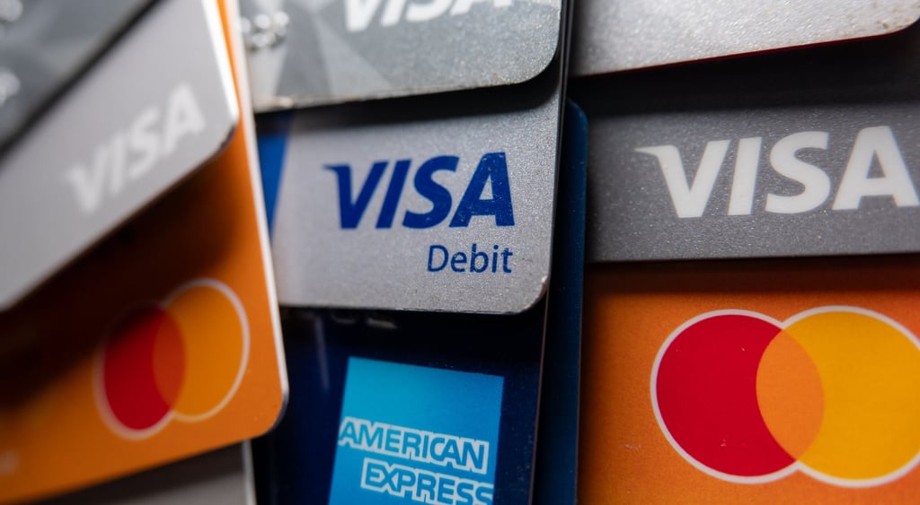 Payment cards Visa, Mastercard, American Express