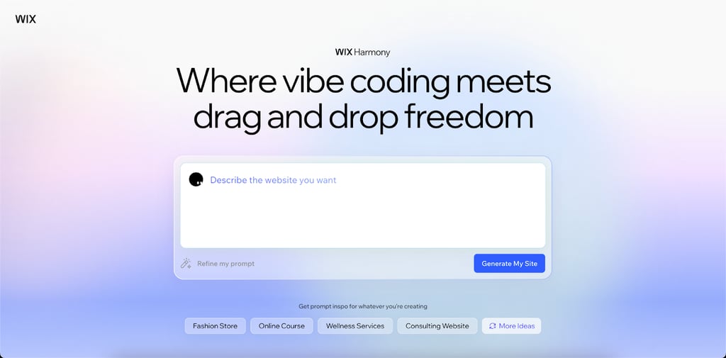 wix harmony ai website builder