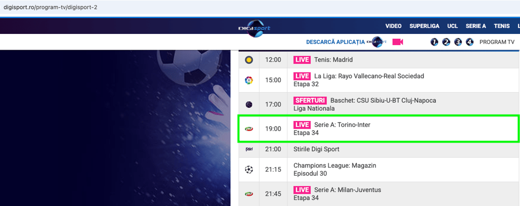 Torino-Inter in streaming su Digi Sport 2