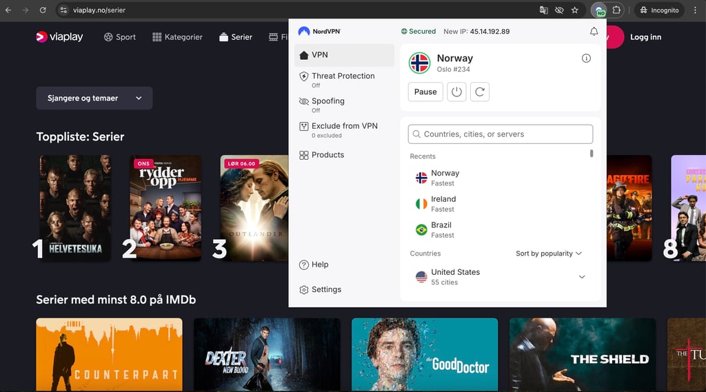 viaplay nordvpn norway