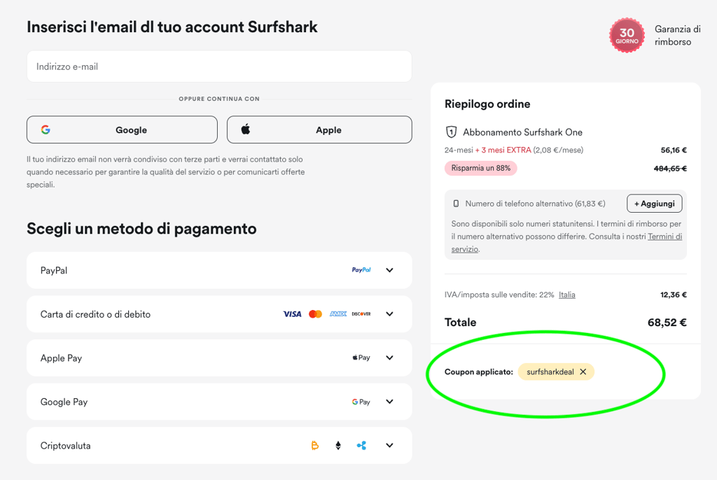 Sconto applicato automaticamente alla pagina di checkout