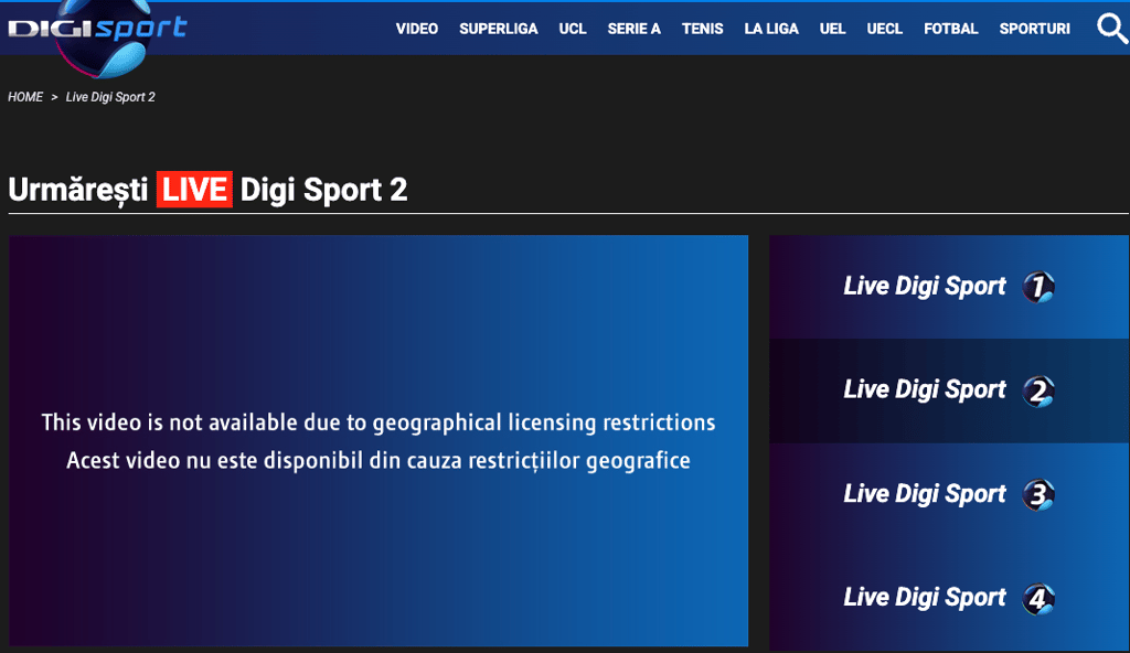 Digi Sport 2 bloccato geograficamente