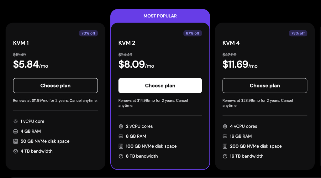 Hostinger vps plans April 2026