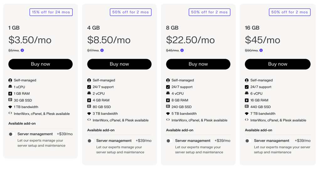 Liquid Web VPS pricing