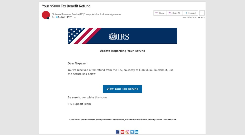 Musk IRS scam email