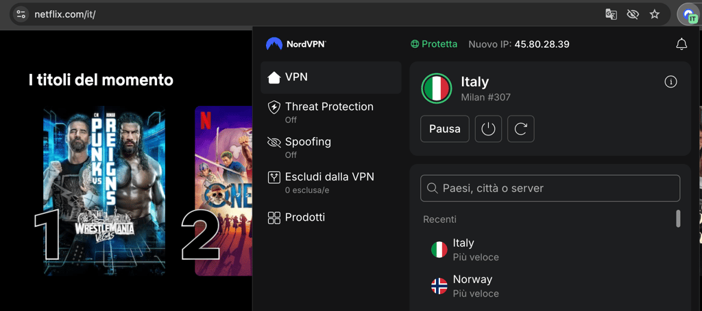 Netflix Italia, Nord VPN