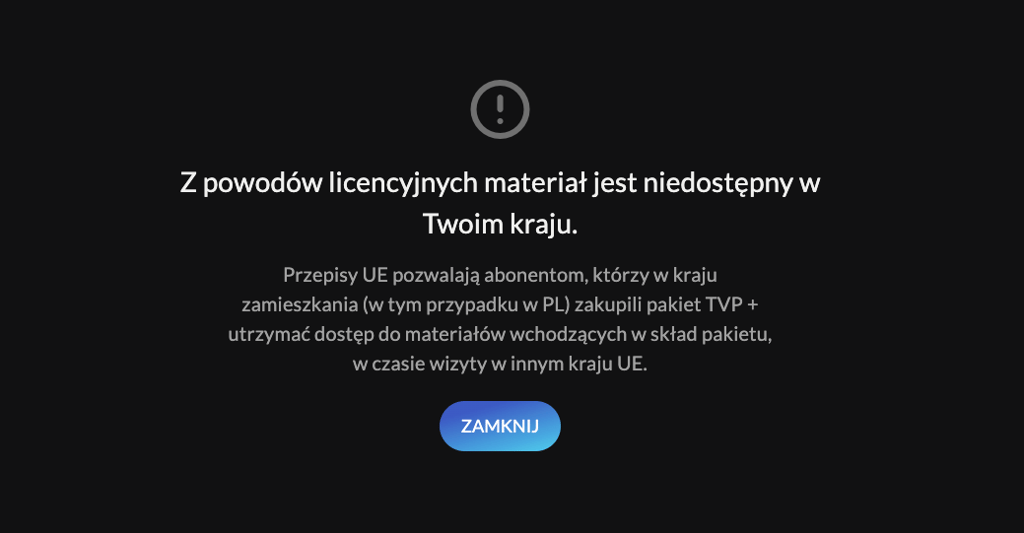 TVP Sport blocked (TVP VOD)