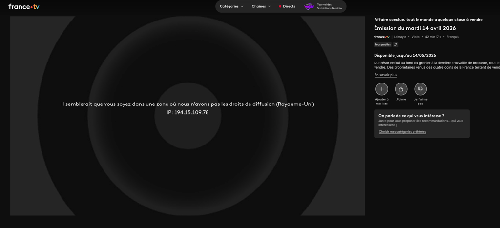 affaire conclue geoblock