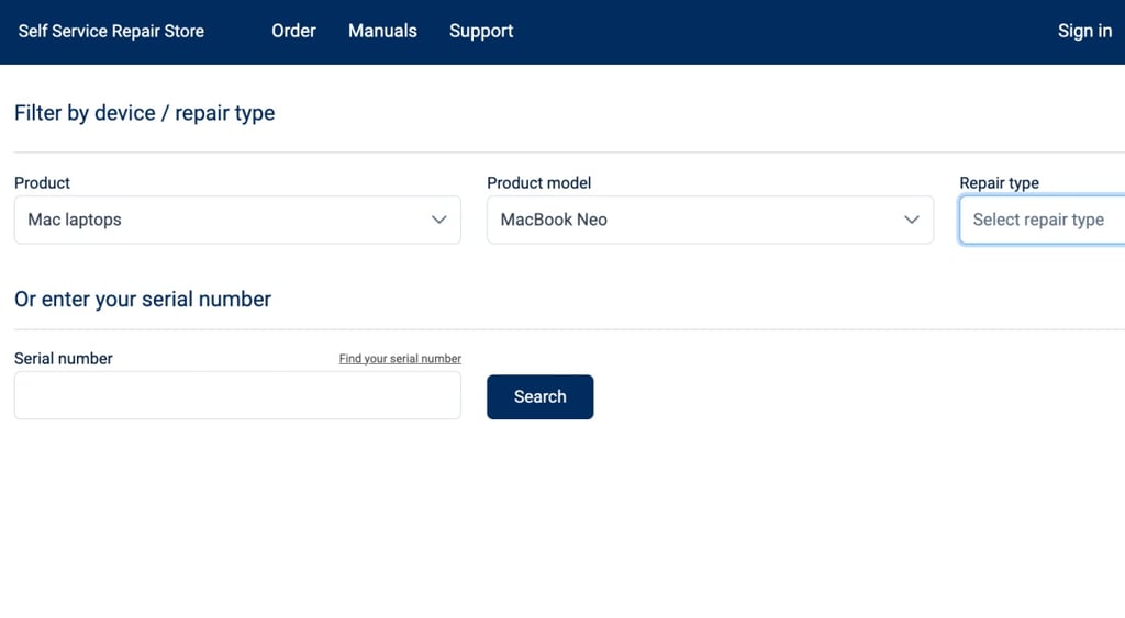 Apple Self Service Repair site