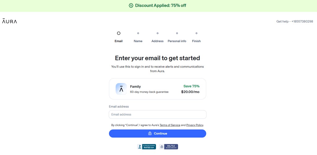 Aura enter email prompt