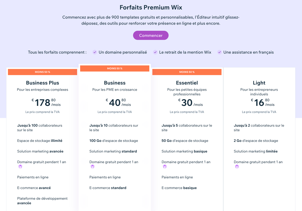 fr wix pricing