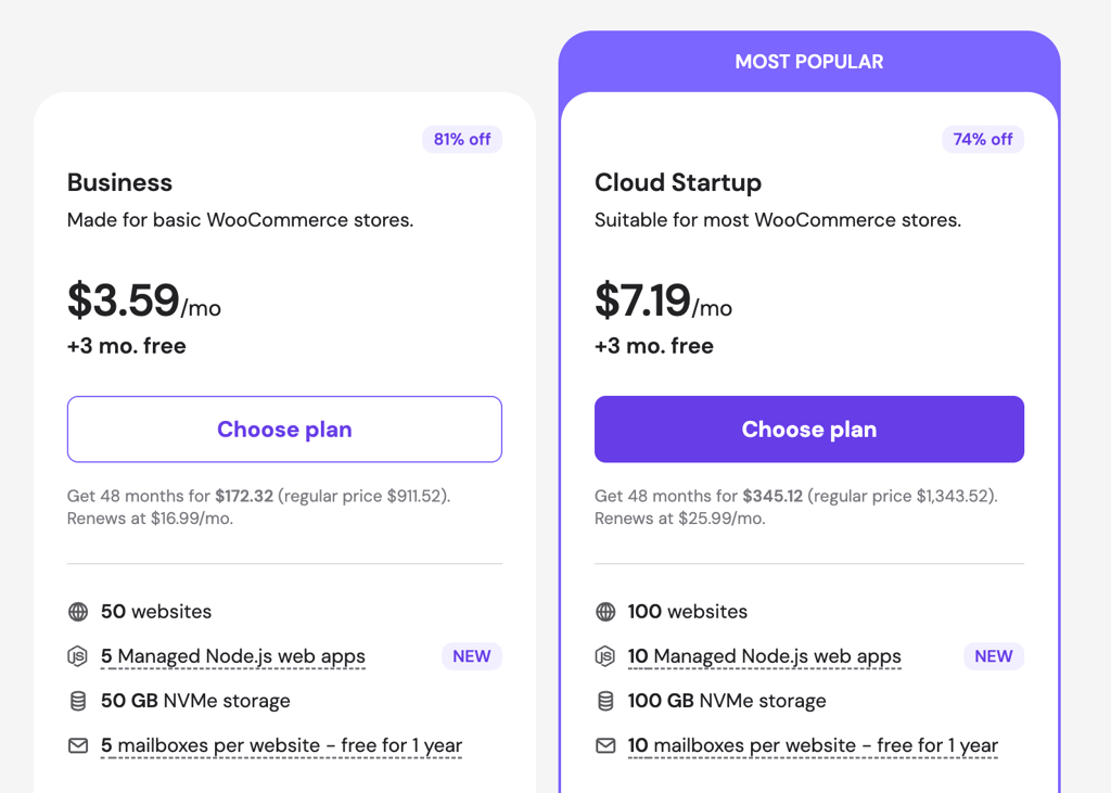 hostinger ecommerce plans april 2026