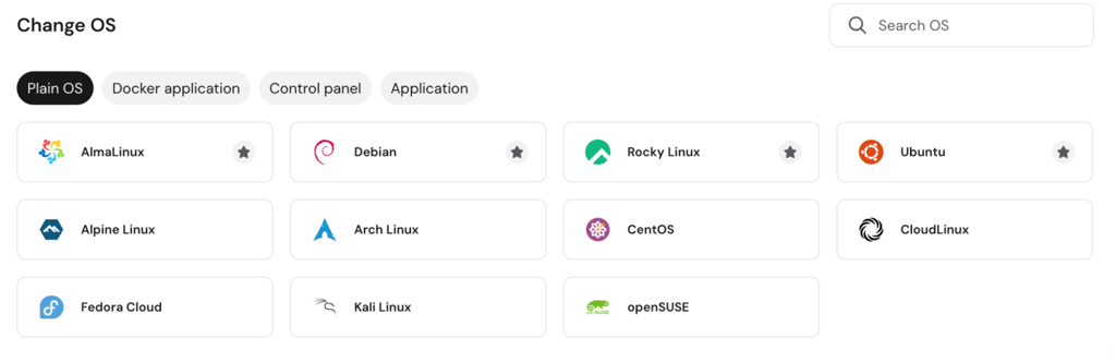 hostinger vps os choice