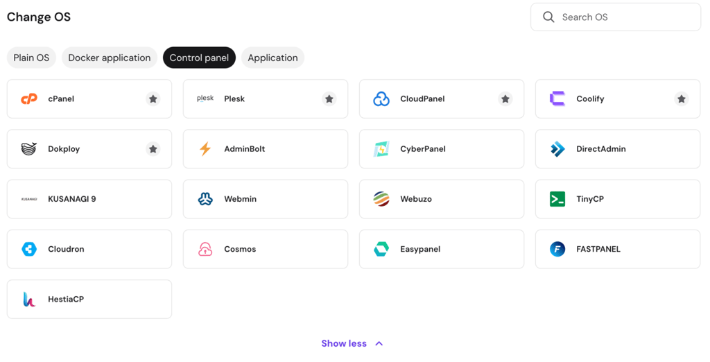 Hostinger VPS control panel