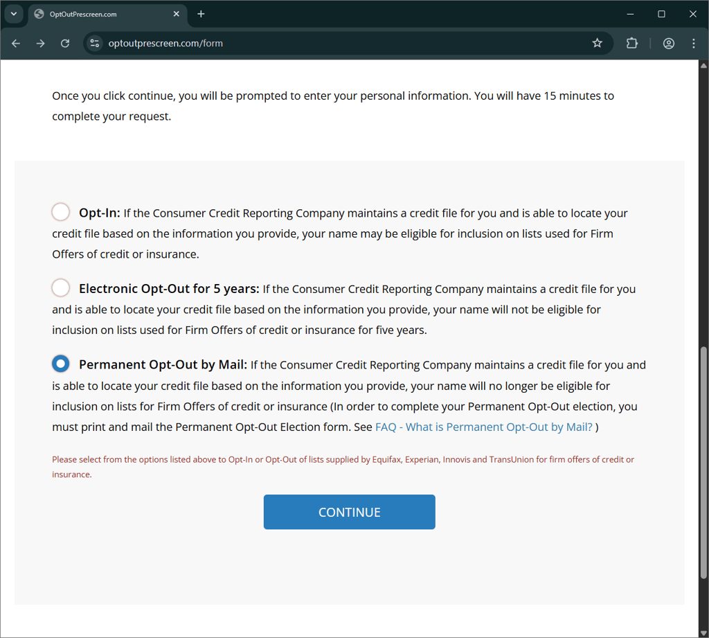 incogni option permanent opt out by mail