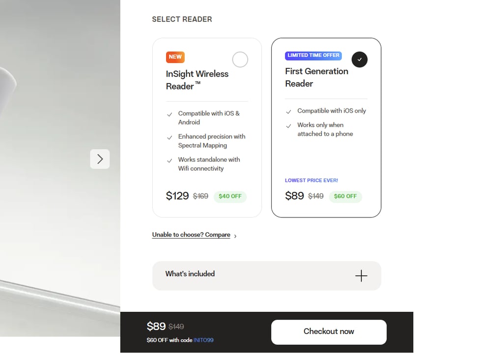 Inito Starter Kit selecting reader
