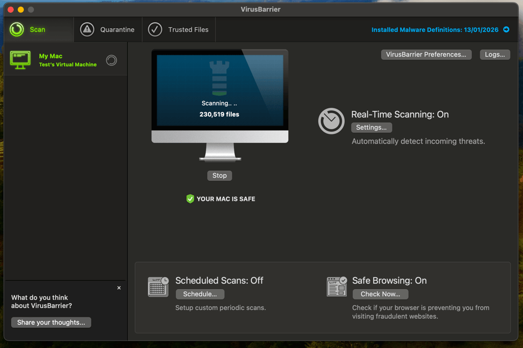 intego virusbarrier scan